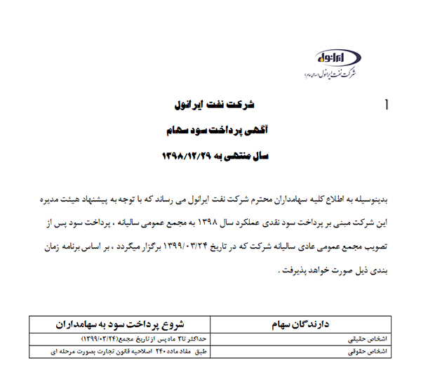 پرداخت سود سهام 